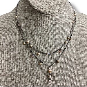 Dina Panagopoulos Layered Beaded Necklace Fairycore Drop Chain Delicate